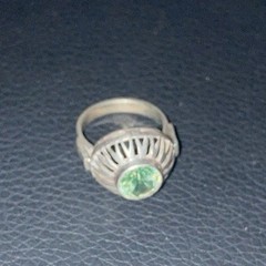 Warmet 1960–1980 silver ring Poland high cage-like setting Light Green Stone