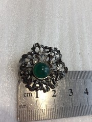 Brooch Theodor Klotz/TEKA Green agate Silver 835 vintage Germany jewellry 1970s