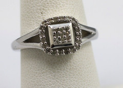 Sterling Silver 925 signed SUN Pave Diamond clear Cocktail Band Ring Size 6 3/4
