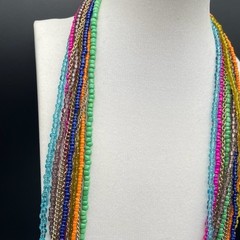 Vintage Multi-Strand Seed Bead Chain Charm Necklace Bohemian Hippie Jewelry