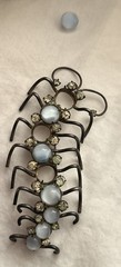 Vintage Sterling Moon Glow Stones Prong Set Rhinestone Centipede Brooch Repair