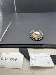 Antique Sterling Pietra Dura Pin/Brooch Mosiac Floral