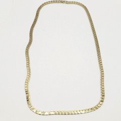 Heavy Double Layer Flat Square Link Chain Gold Tone Necklace Vintage Korea 1970s