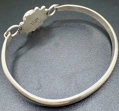 Vintage Mexico 925 Sterling Silver Abalone Shell Sunburst Bangle Bracelet 22.2g