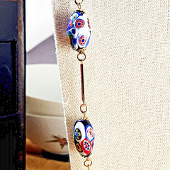 Vintage Italian Artisan Millefiori Glass Necklace 30 inches Brass Links