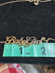 Vintage Baby Girl 17” Necklace and 2.5” Earrings Gold Tone 2 Pieces Set