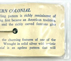Vintage STERLING SILVER Spoon Pin Brooch Fine Arts SOUTHERN COLONIAL NOS MINT