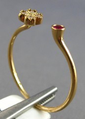 .09CT DIAMOND & AAA RUBY 18K YELLOW GOLD 3D MULTI HEART FLOWER TENSION LOVE RING