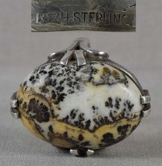 Vintage sterling silver RING Native American R&H landscape jasper Size 7