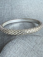 Vintage Silver Tone Mesh Bangle Bracelet Silver Tone Stackable Career Modernist