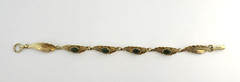 Vintage Nephrite Leaf Bracelet Gold Tone 935