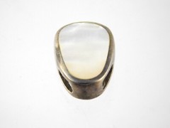 Vintage NF Sterling Silver Mother of Pearl Shell Slide Pendant 925 7/8 Inch MOP