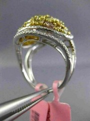 EXTRA LARGE 3.88CT WHITE & FANCY YELLOW DIAMOND 18KT TWO TONE GOLD CLUSTER RING