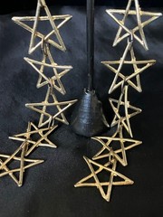 Vintage Shoulder Duster Earrings Gold Tone Open Star Link Dangles 6″ Clip On