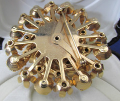 Vintage Aurora Borealis (AB) Clear Rhinestone Floral Brooch Pin Gold Tone MCM
