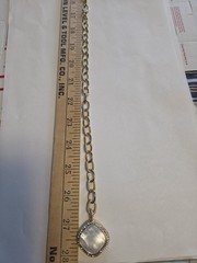Vtg Goldette Lariat Gold-Tone Necklace w Mother-of-Pearl Pendant