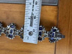 VTG Victorian Revival Selro Selini Blue Marbled Lucite Pot Metal Bracelet