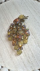 Rare Beau Jewels Unsigned AB Floral Spray 3.25”Lx 1.5” W Brooch