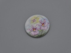 Victorian Purple Iris Flower Cameo Cabochon 30x24mm Oval Hand Painted Porcelain