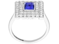 Vintage 0.78Ct Tanzanite and 0.92Ct Diamond 18K White Gold Dress Ring
