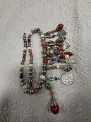 Vintage Boho Style Political Donkey & Elephant Gemstone 22” Necklace Made India