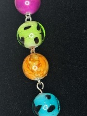 Y2K Art Glass Bead Necklace Enamel Swirl Pendant Multicolor Statement 23”