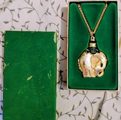 Vintage Revlon MOON DROPS Rajah’s Solid Elephant PERFUME LOCKET Rare 1970’s