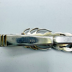 VTG Sterling Silver Lobster Tie Clip W Design Mark 925 Modernist Bar 2.25in