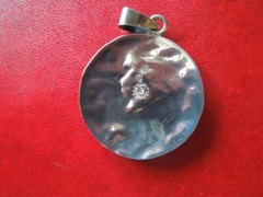 J5350 VTG MEXICO AZTEC PENDANT STERLING 925 SILVER 45 MM SEE DESCR