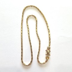 Goldette Vintage Gold Tone Bamboo Link Choker Necklace Fold Over Clasp 10″