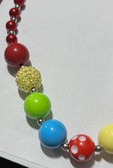 VTG Bubblegum Art Jewelry Lucite Resin Acrylic Faceted Bead Rhinestones Necklace