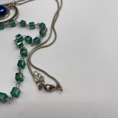 Necklace Lot Of 6 Teal Blue BOHO Eclectic Acrylic, Glass, Metal, Beads Estate