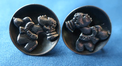 Vtg Sterling Silver Haglund South Africa Tribe Portrait Srew Back Earrings 1950s