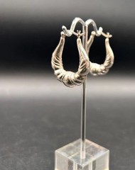 Vintage 925 sterling silver textured hoop earrings Everyday Wear