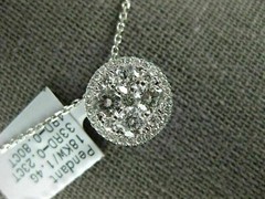 ESTATE LARGE 1.03CT DIAMOND 18KT WHITE GOLD ROUND CLUSTER HALO FLOATING PENDANT