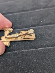 Vintage Mercury Industries Crane Valve Pipe Advertising Tie Bar Clip Gold Tone