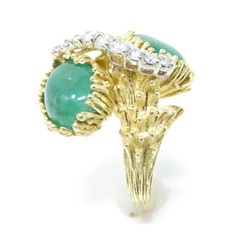 NYJEWEL 18k Yellow Gold 14.5ctw Natural Jade & Diamond Ring