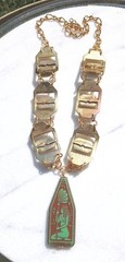 DESTASH! VINTAGE NEIGER EGYPTIAN PENDANT SPHINX GLASS CABACHON NECKLACE BRACELET