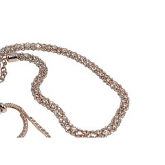 Anne Klein Rose Gold Tone Necklace & Bracelet Set Rhinestone Tag New