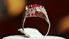 14k white gold ring 2.50ct lab created ruby sz 3.5 antique handmade 2.33gr N3331