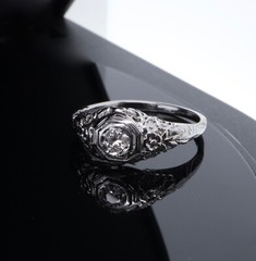 Antique 0.10ct Diamond Set 14ct White Gold Ring size N Val $2570