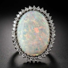 Silver Plated Fire Opal Inlay Christmas Ring 2 CT CZ Vintage Style Unisex Ring