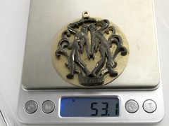 Vintage Edlee Gold and Gray Tone Gemini Medallion Pendant NEEDS BAIL AS IS 53.1g