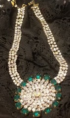 Bijoux M.G. Czech Republic 1940-1950 Antique Necklace,16″, 3″Crystal Medallion
