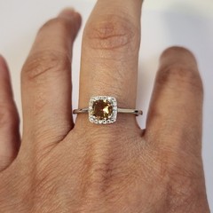 NIB Semi VTG 1cts Golden Champagne Topaz 925 Ring Sz 9/10