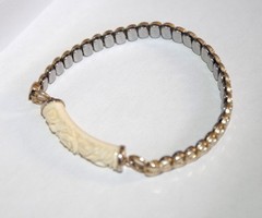 Vintage 1/20 10K GF Carved Flower Coral Stretchable Flexible Bangle Bracelet