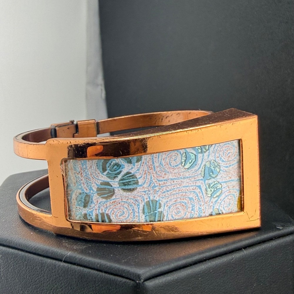 Vintage Matisse Renoir Bracelet Enamel Copper Tone “Concentric Circles” 6.5”
