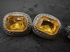 Vintage Lot Of Three Multi Stone Gold Tone Silver Tone Clip-on Earrings