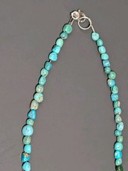 Vintage Turquoise Beaded Necklace 16.5″ 925 Sterling Silver Clasp