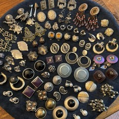 HUGE Lot Vintage Clip On Screw back Earrings TRIFARI Corolite Coro Marino Napier